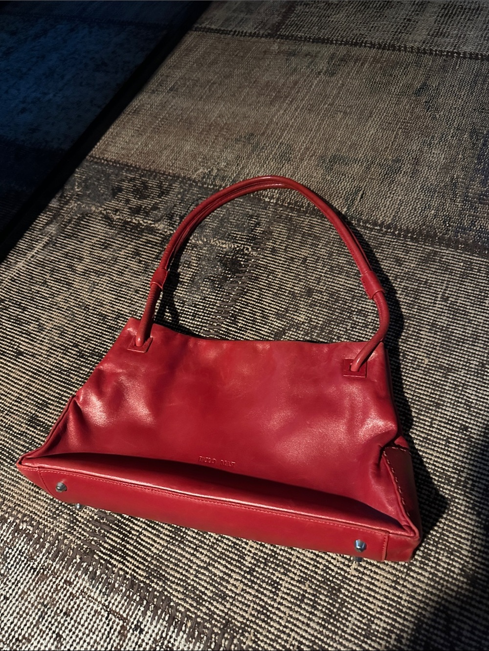 Classic Red Leather Shoulder Bag by (paolo mazi)